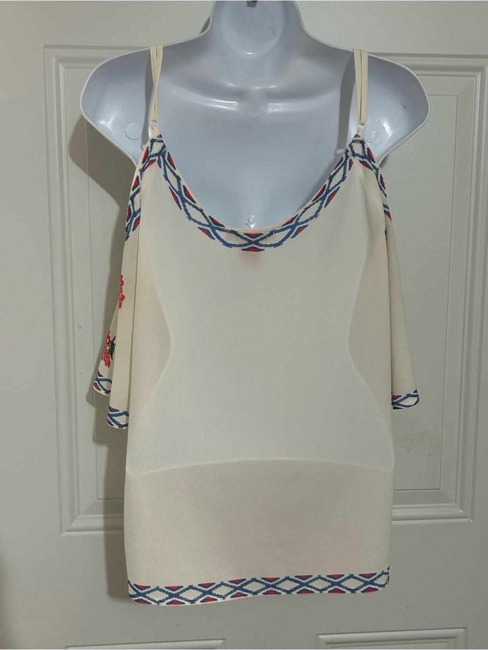 Flying Tomato Cream Tunic with Red Floral Embroidery and Blue Trim - Picture 2 of 6